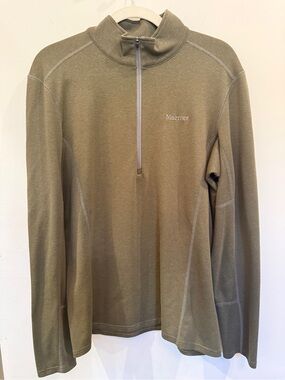 Marmot Men's Olive Half-Zip Performance Sweater, size M